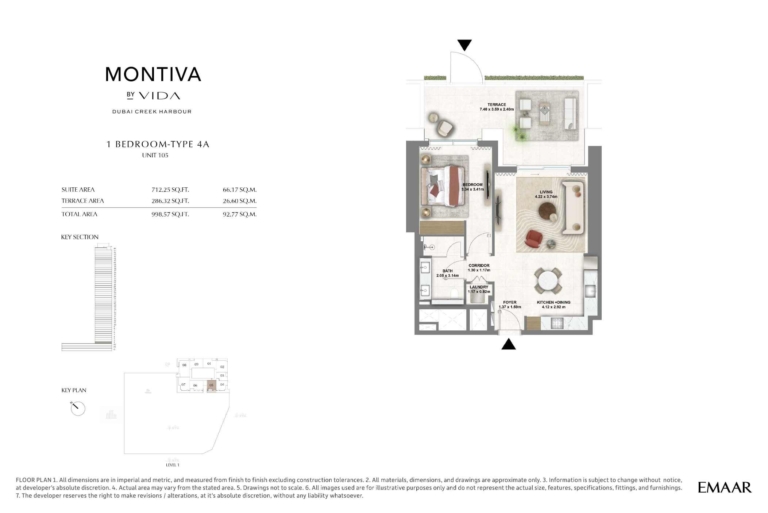 Montiva by Vida 1 Bedroom Type 4A Floor Plan