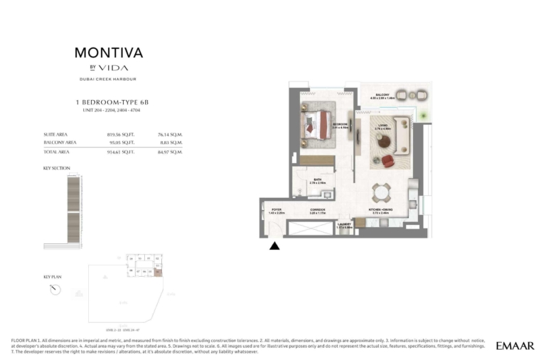 Montiva by Vida 1 Bedroom Type 6B Floor Plan