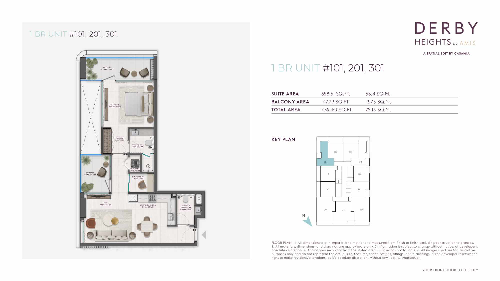 Derby Heights 1 Bedroom Apartment Floor Plan