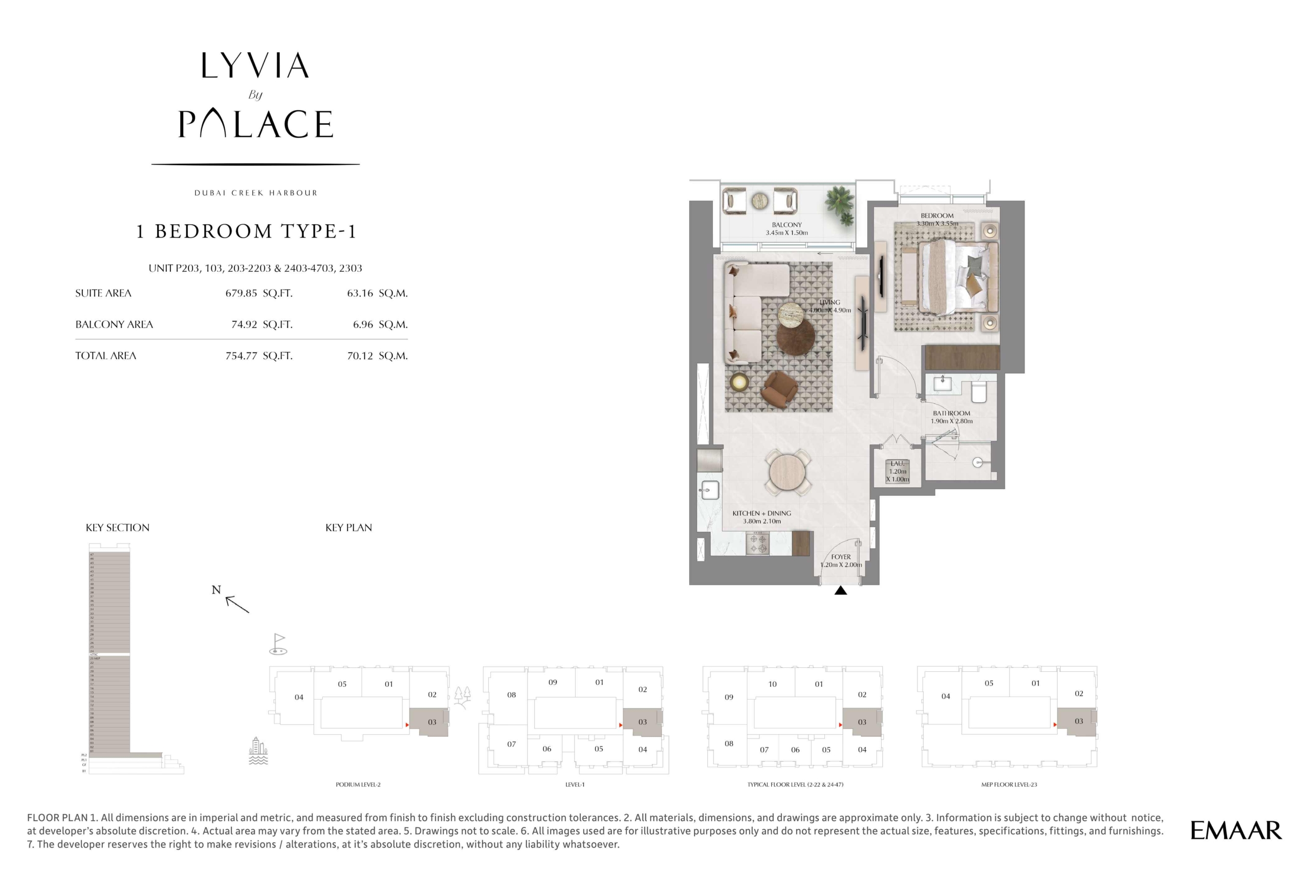 Lyvia by Palace 1 Bedroom Type 1 Floor Plan