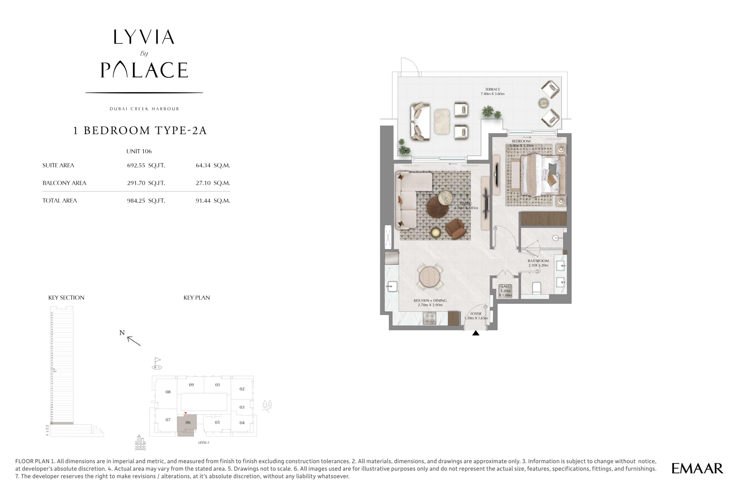 Lyvia by Palace 1 Bedroom Type 2A Floor Plan