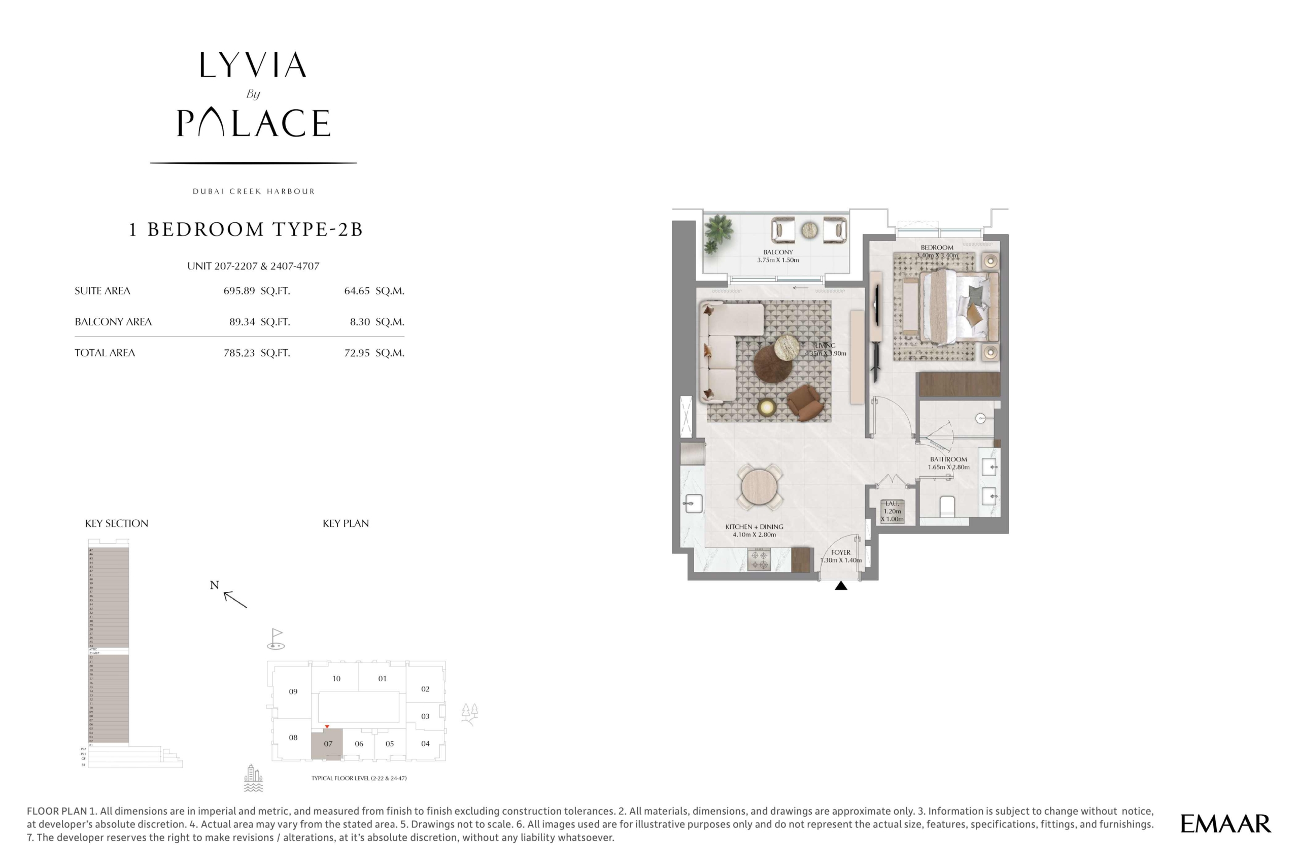 Lyvia by Palace 1 Bedroom Type 2B Floor Plan