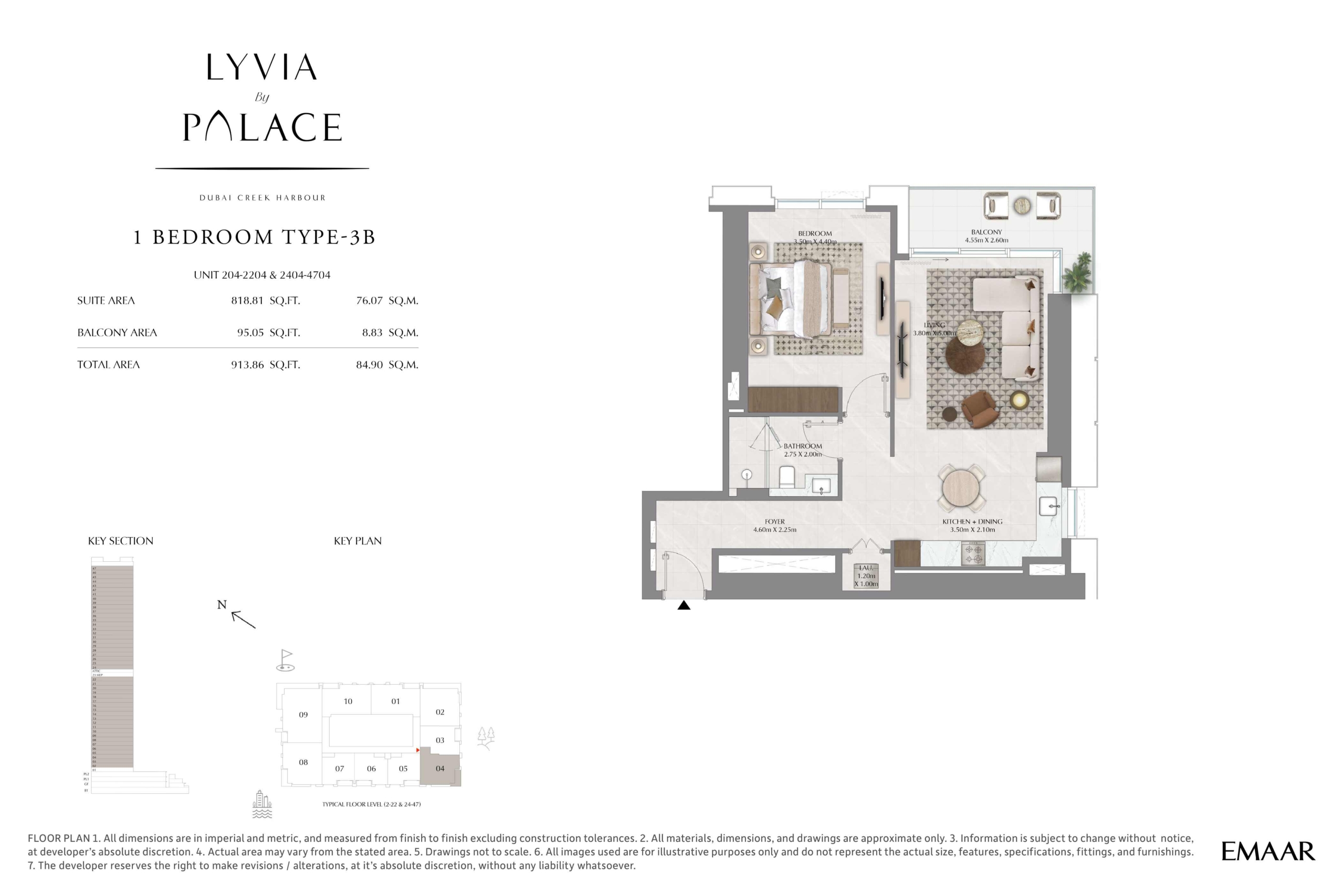 Lyvia by Palace 1 Bedroom Type 3B Floor Plan