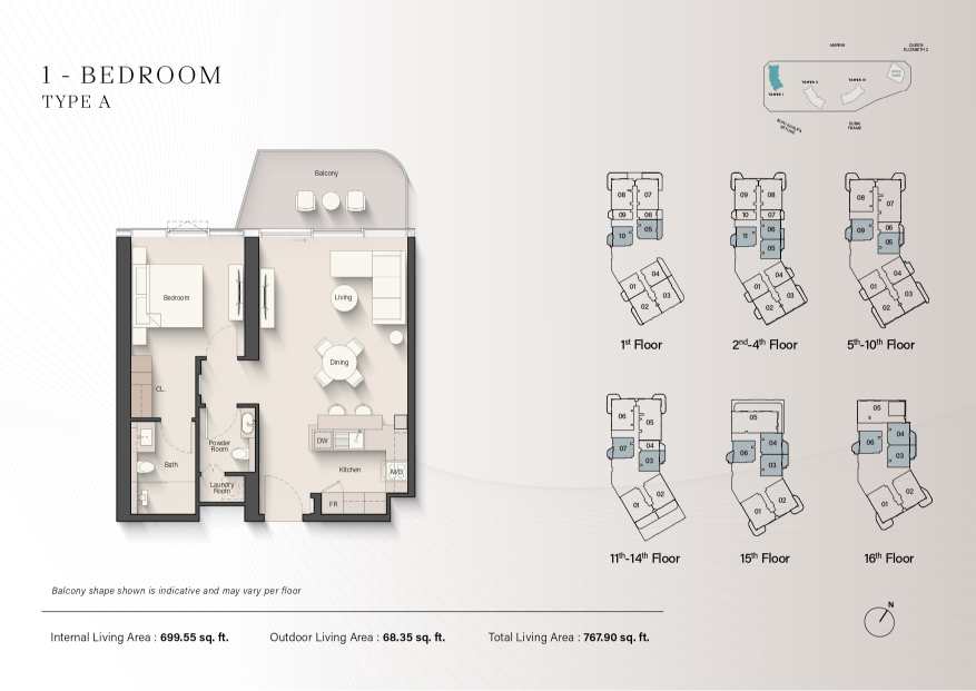 Portside Square 1 Bedroom Apartment Type A Floor Plan
