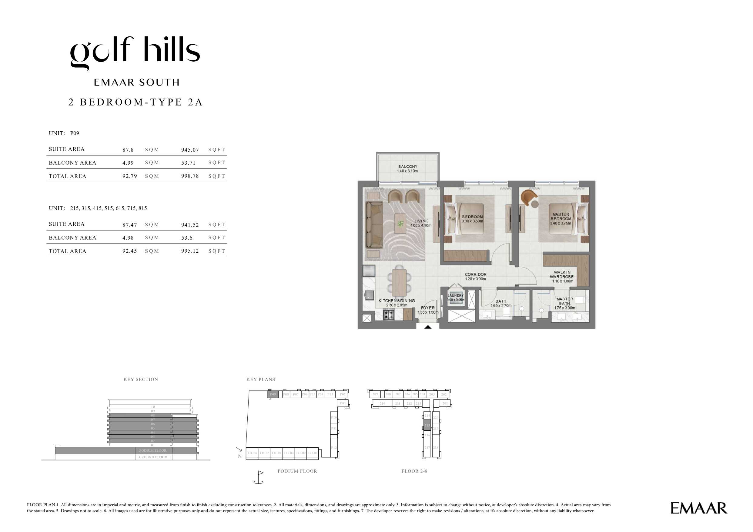 Golf Hills by Emaar 2 Bedroom Type 2A Floor Plan