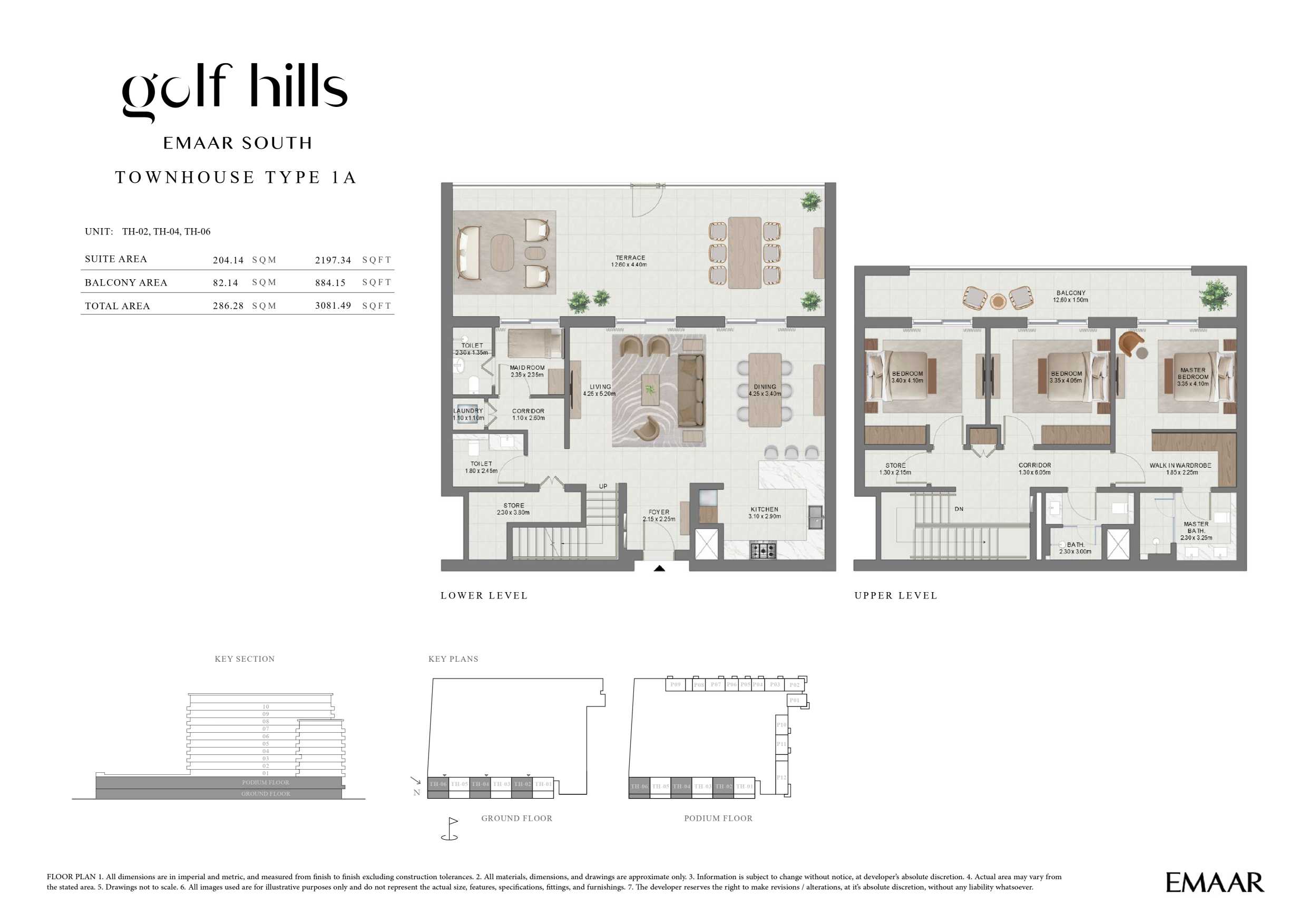 Golf Hills by Emaar Townhouse Type 1A Floor Plan