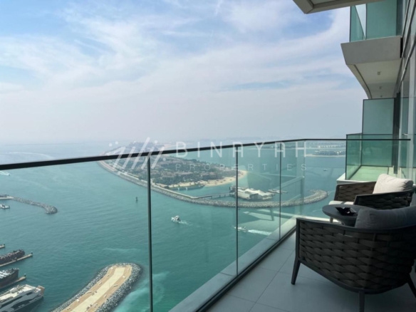 Fully Furnished 2 BR | High Floor | Palm View | Vacant